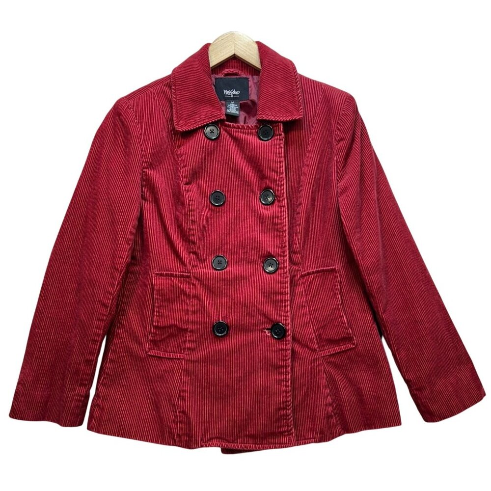 Mossimo Supply Co. Womens Double Breasted Corduroy Jacket Long Sleeve Size M Red